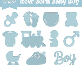 New Born Baby Boy Embroidery Design, Machine Embroidery File, 9 Sizes (Instant Download)