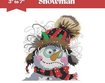 Snowman Embroidery Design, Machine Embroidery File, 9 Sizes, Instant Download