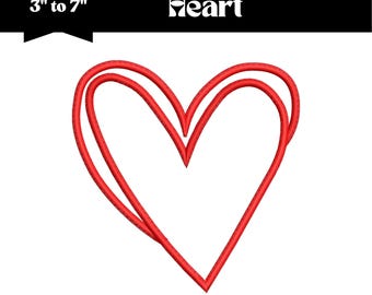 Love Heart Embroidery Design, Machine Embroidery File, 9 Sizes, Instant Download