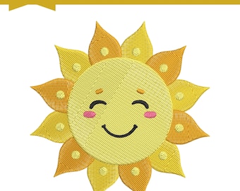 Niedliche Kinder Stickdatei, Sonne Stickdatei, 6 Größen, Instant Download