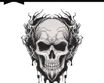 Skull Face Embroidery Design, Machine Embroidery File, 9 Sizes, Instant Download