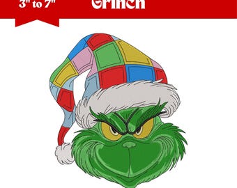 Grinch Embroidery File, Christmas Machine Embroidery Design, 9 Sizes, Instant Download