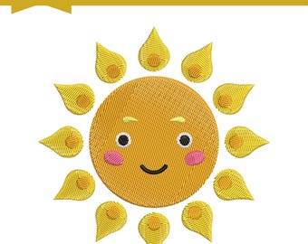 Kids Embroidery Design, Sun Embroidery Machine File, 6 Sizes, Instant Download