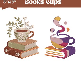 Books Embroidery Design, Machine Embroidery File, 9 Sizes, Instant Download