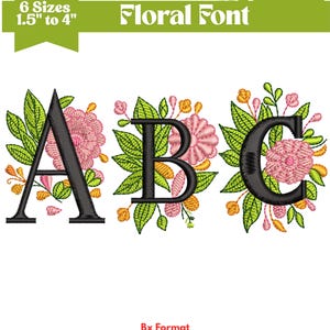BX Floral Alphabet Embroidery Design A to Z, Floral Font Embroidery, Flower Alphabet Machine Embroidery Designs, Alphabet Embroidery 6 Sizes