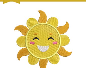 Boy Embroidery Design, Sun Embroidery Machine File, 6 Sizes, Instant Download