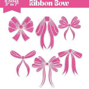 6 Bow Embroidery Files, Machine Embroidery Files. Bow Embroidery Pattern, Bow Tie Embroidery Files, Embroidery Bundle, 11Sizes