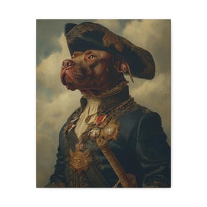 Regal Pitbull Portrait: Baroque Style Dog Art Print