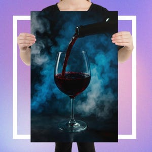 Red Wine Pour Art Print: Moody Bar Kitchen Decor
