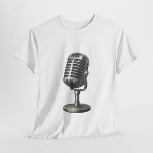Camiseta unisex con micrófono retro, regalo para amantes de la música, camiseta para entusiastas de la música, mercancía de banda, camiseta de estilo vintage