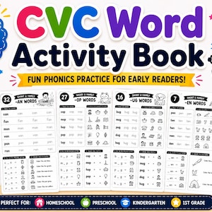 CVC Word Activity Book | Phonics Reading Practice for Early Readers (PDF Download)
