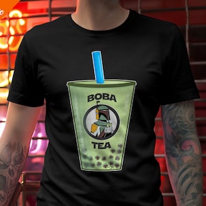 Boba Bounty Hunter Boba Tea Sci-Fi T-Shirt - Mens / Unisex / Ladies Fit