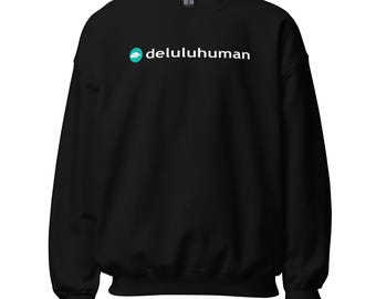 Sudadera Deluluhuman de cuello redondo / Sudadera divertida para el gimnasio / Delulu es Solulu / Estilo athleisure / Estética de chica / Humor de yoga