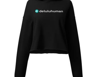 Sudadera corta con capucha Deluluhuman / Camiseta divertida para el gimnasio para mujer / Delulu es Solulu / Estética de chica / Regalo de humor para yoga / Top corto deportivo