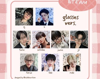 ANDTEAM | &TEAM Love Mail Stickers (glasses ver.) - OT9, EJ, K, Fuma, Nicholas, Yuma, Jo, Harua, Taki, Maki