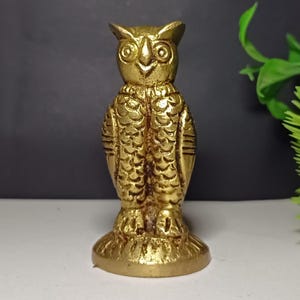 Brass Owl Statue Mini Figurine – Small Brass Owl Decor, Wise Owl Sculpture, Collectible Animal Ornament, Good Luck Owl, Vintage Owl Gift