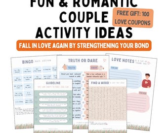 Fun Date Night Games Ideas - Romantic Couple's Activity Book – Printable Games & Activities | Gift for Her or Him | Couples Planner