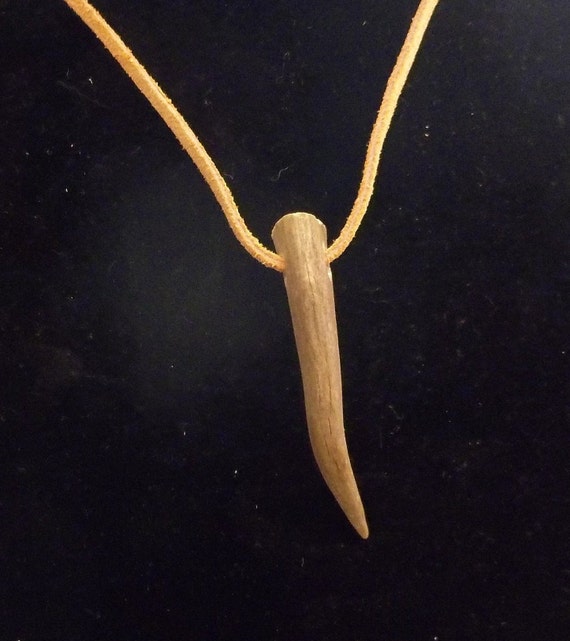 Deer Antler on buckskin cord necklace