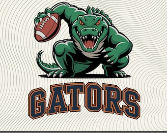 Gators fotboll Svg, sportmaskot Clipart, aggressiv Gator design för Cricut, digitala nedladdningsfiler