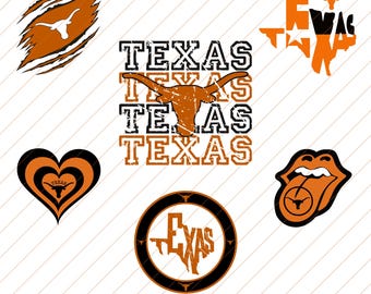 Texas Longhorn svg Bundle, University Football Team Logo Design, Hook&#39;em, College Team Game Day, Team Mascot, Printing-Cutting