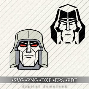 Megatron svg png dxf eps pdf, Transformer Head Vector, Robot Face Clipart, CNC Laser Cut File, Cricut Cuttable Design