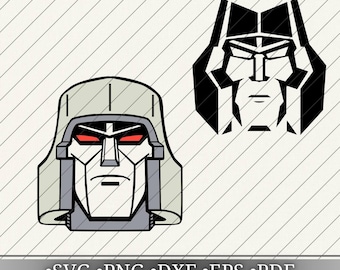 Megatron svg png dxf eps pdf, Transformer Head Vector, Robot Face Clipart, CNC Laser Cut File, Cricut Cuttable Design