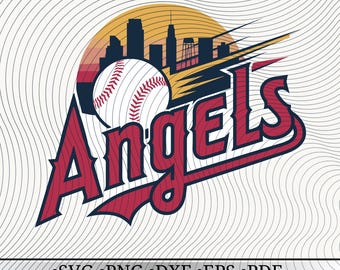Angels Baseball City SVG-design för Cricut och Silhouette | Urban Skyline Sports Cut-fil | Nedladdning av digital Angels-laglogotyp