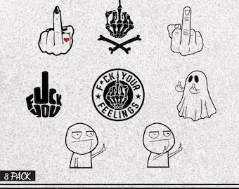 Långfinger svg-paket, spöklångfinger-klippfiler, knulla dina känslor svg, skelettlångfinger och mer, svg, png, dxf, eps, pdf Cricut