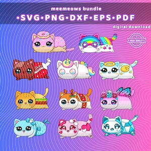 Aphmau Meemeows svg png Bundle, Youtuber Aphmau Birthday Decorations sv, Cute Cats, High-Quality Images, Printing / Cutting