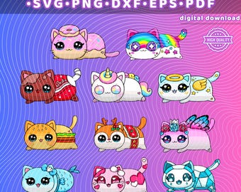 Aphmau Meemeows svg png Bundle, Youtuber Aphmau Birthday Decorations sv, Cute Cats, High-Quality Images, Printing / Cutting