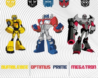 Transformers svg png Bundle, Optimus Prime, Bumblebee, Megatron, Autobots, Decepticons, Logo Mask Face Designs for Cricut Sublimation