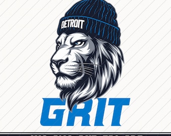 Detroit Lion Grit Digital Design - Lejonhatt Fotboll svg png dxf eps pdf-filer för T-shirts, sportgåvor och hantverk