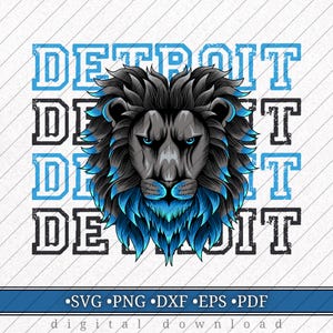 Detroit Football Digital Design, Lion Head svg png dxf eps pdf Files For T-shirts, Home Decor, Stickers, Game Day Cricut - Sublimation