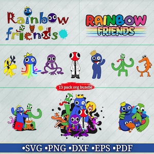 Rainbow Friends svg bundle 13 pack - Cute Monster Characters for cricut | rainbow friends png dxf eps pdf for kids crafts and parties