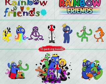 Rainbow Friends svg bundle 13 pack - Cute Monster Characters for cricut | rainbow friends png dxf eps pdf for kids crafts and parties