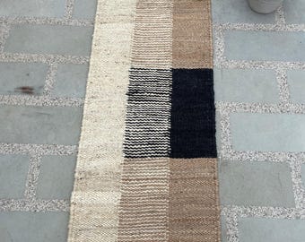 Handgefertigter Teppich Läufer Vintage Teppichläufer Küche Hanfteppich Handgefertigter Kelimteppich Sisal Boho Bohemian Bohemian Kelim