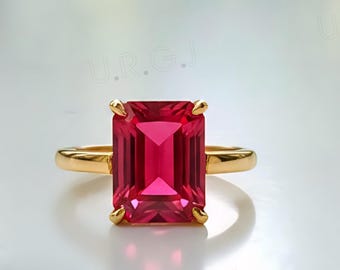 Roter Rubin Edelstein-Ring, handgefertigtes 925er Sterlingsilber, Juli Geburtsstein