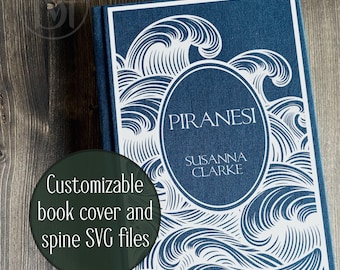 Book cover and spine SVG - Waves - customizable bookbinding digital file for HTV