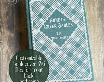 Book cover and spine SVG - Plaid - customizable bookbinding digital file for HTV