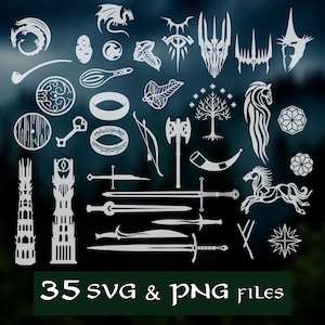 35 item fantasy book SVG and PNG Bundle - digital cut files
