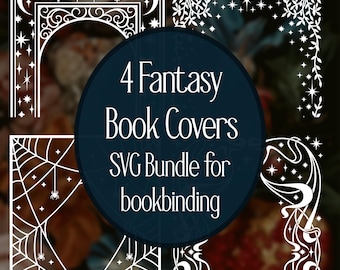 4 Book Cover Bundle - Fantasy customizable bookbinding digital SVG files for HTV