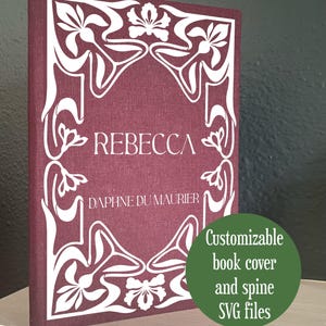 Book cover and spine SVG - Art Nouveau orchids - customizable bookbinding digital file to use with HTV