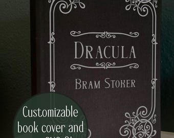 Book cover and spine SVG - ornate customizable bookbinding digital file for HTV
