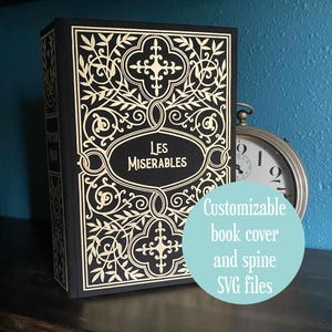 Book cover and spine SVG - Vintage Gothic - customizable bookbinding digital file to use with cricut and HTV