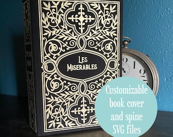 Book cover and spine SVG - Vintage Gothic - customizable bookbinding digital cut file for HTV