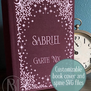 Book cover and spine SVG - Romantasy customizable bookbinding digital cut file for HTV
