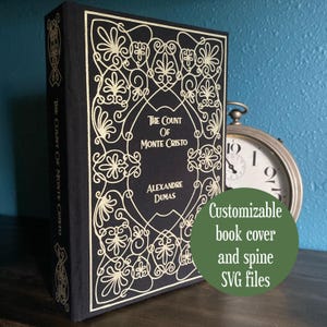 Book cover and spine SVG - Gothic customizable bookbinding digital file to use with cricut and HTV