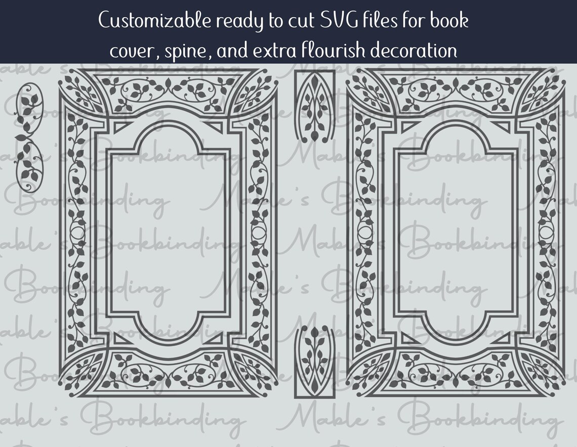 Htv Journal Covers Book Cover and Spine SVG - Vintage Style Customizable Bookbinding ...