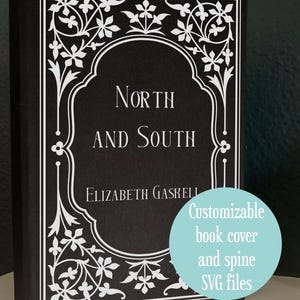 Book cover and spine SVG - Vintage style customizable bookbinding digital file to use with cricut and HTV