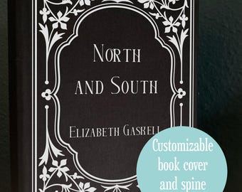 Book cover and spine SVG - Vintage style customizable bookbinding digital file for HTV